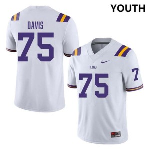 #75 Weston Davis Louisiana State Tigers White Youth Jersey Player College Football 951945-963
