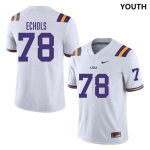 #78 Coen Echols Louisiana State Tigers White Youth Jersey Stitched College Football 328659-246