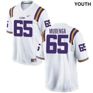 #65 Paul Mubenga Tigers White Youth Jersey Embroidery College Football 824375-140