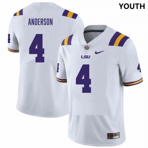 #4 Nic Anderson Geaux Tigers White Youth Jersey Replica College Football 327975-142