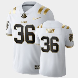 #36 Cade York LSU White Men's Jersey Limited Football Golden Edition 993856-718
