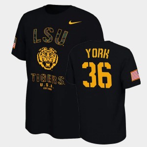 #36 Cade York Fighting Tigers Black Men T-Shirt Veterans Day 2021 America Flag College Football 899195-825