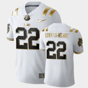 #22 Clyde Edwards-Helaire LSU White Men Jersey Limited Golden Edition 432417-849