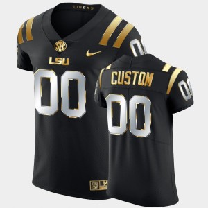 #00 Custom Geaux Tigers Black Mens Jersey Elite Football Golden Edition 582995-454