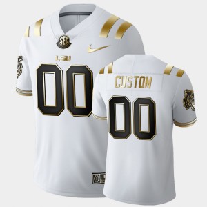 #00 Custom LSU Tigers White Mens Jersey Limited Football Golden Edition 408625-255