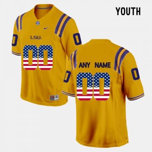 #00 Custom Tigers Gold Youth Jersey US Flag Fashion 348301-421