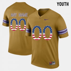 #00 Custom Geaux Tigers Gridiron Gold Youth Jersey US Flag Fashion 270322-409