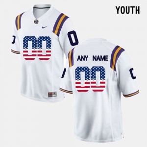 #00 Custom Geaux Tigers White Youth Jersey US Flag Fashion 233554-875