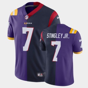 #7 Derek Stingley Jr. Fighting Tigers Purple Black Men Jersey Split Limited 2022 NFL Draft 686361-225