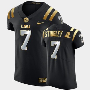 #7 Derek Stingley Jr. LSU Black Men Jersey Golden Edition College Football 948318-757