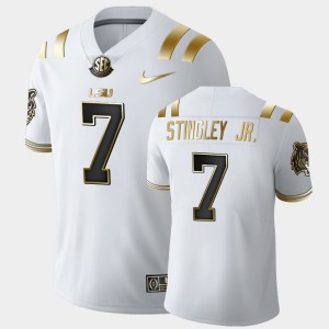 #7 Derek Stingley Jr. LSU Tigers White Mens Jersey Golden Edition College Football 349405-557