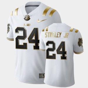 #24 Derek Stingley Jr. Geaux Tigers White Mens Jersey Limited Football Golden Edition 180648-192