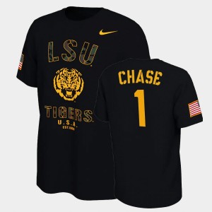 #1 Ja'Marr Chase Tiger Nation Black Men T-Shirt Veterans Day 2021 America Flag College Football 872297-622