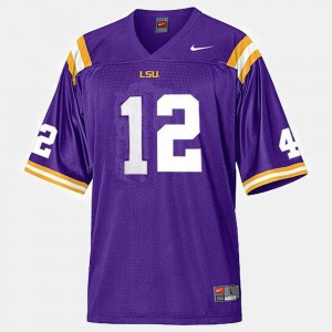 #12 Jarrett Lee Geaux Tigers Purple Mens Jersey College Football 410009-682