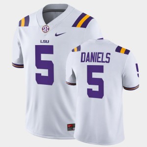 #5 Jayden Daniels LSU White Mens Jersey 2022 Trade College Football 486908-840