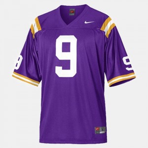 #9 Jordan Jefferson Fighting Tigers Purple Youth Jersey College Football 553097-934