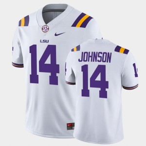 #14 Max Johnson Geaux Tigers White Men's Jersey Game College Football 734258-785