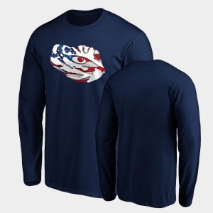 Tiger Nation Navy Men T-Shirt Long Sleeve Banner Wave 456005-573