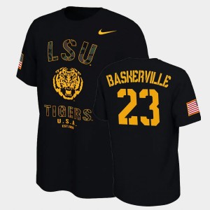 #23 Micah Baskerville Tigers Black Men's T-Shirt Veterans Day 2021 America Flag College Football 780007-983