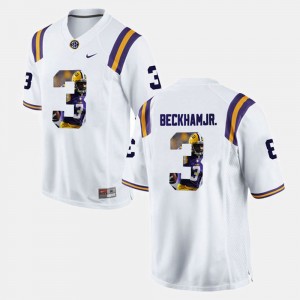 #3 Odell Beckham Jr LSU Tigers White Men's Jersey Player Pictorial 227915-472