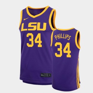 #34 Shawn Phillips LSU Tigers Purple Men Jersey Basketball Replica 869182-903