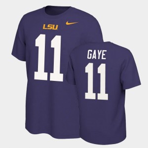 #11 Ali Gaye LSU Tigers Purple Men's T-Shirt Name & Number Retro Name and Number 898872-698