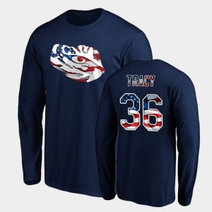 #36 Cole Tracy Tiger Nation Navy Men's T-Shirt Long Sleeve Banner Wave 423129-783