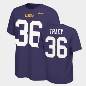 #36 Cole Tracy LSU Tigers Purple Mens T-Shirt Name & Number Retro Name and Number 507353-578