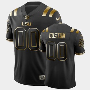 #00 Custom LSU Black Men Jersey 2019-20 Peach Bowl Champions Golden College Football 228456-666