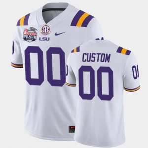 #00 Custom Tiger Nation White Men's Jersey 2019-20 Peach Bowl Champions Home College Football 681534-515