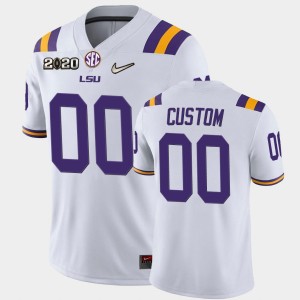 #00 Custom LSU White Men's Jersey 2020 Football Game 288720-363