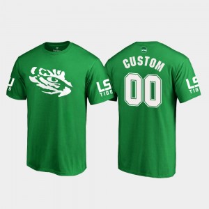 #00 Custom LSU Tigers Kelly Green Men T-Shirt White Logo St. Patrick's Day 250430-491