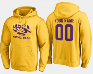 #00 Custom LSU Tigers Gold Mens Hoodie Basketball Name and Number 804923-819