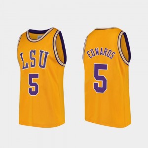 #5 Daryl Edwards Louisiana State Tigers Gold Men's Jersey College Basketball Replica 200435-553