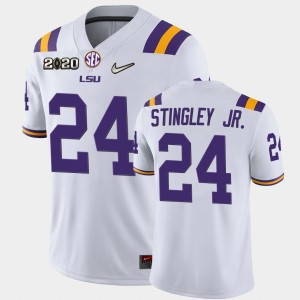 #24 Derek Stingley Jr. Geaux Tigers White Men's Jersey 2020 Football Game 604186-178