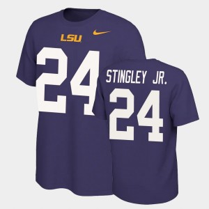 #24 Derek Stingley Jr. LSU Purple Men's T-Shirt Name & Number Retro Name and Number 781899-338