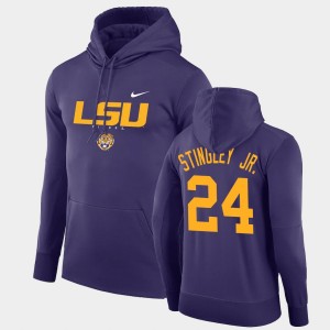 #24 Derek Stingley Jr. LSU Purple Men Hoodie Pullover Facility Performance 366974-154