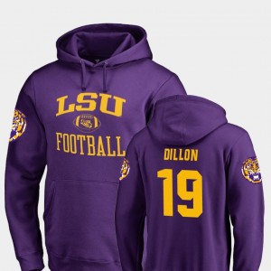 #19 Derrick Dillon Tigers Purple Mens Hoodie College Football Neutral Zone 232343-304