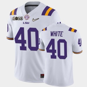 #40 Devin White Fighting Tigers White Mens Jersey 2020 Football Game 124901-136