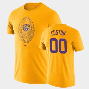 #00 Custom Louisiana State Tigers Gold Men's T-Shirt Legend Football Icon 904035-632