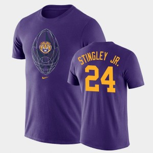 #24 Derek Stingley Jr. Fighting Tigers Purple Men's T-Shirt Legend Football Icon 434469-170