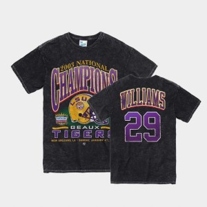 #29 Greedy Williams Fighting Tigers Black Mens T-Shirt 2003 National Championship Vintage Tubular 101571-514