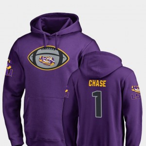 #1 Ja'Marr Chase LSU Tigers Purple Mens Hoodie Football Game Ball 214807-899