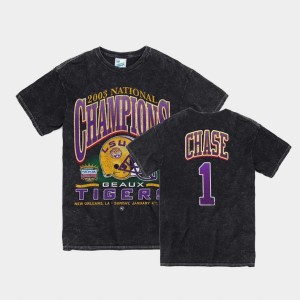 #1 Ja'Marr Chase Louisiana State Tigers Black Men's T-Shirt 2003 National Championship Vintage Tubular 198214-855