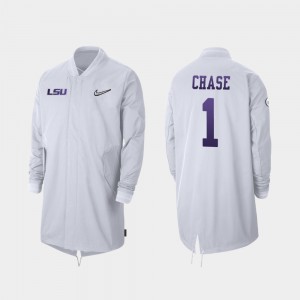 #1 Ja'Marr Chase LSU White Mens Jacket Full-Zip Sideline 2019 College Football Playoff Bound 712922-144
