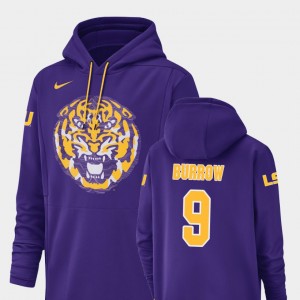 #9 Joe Burrow Geaux Tigers Purple Mens Hoodie Football Performance Champ Drive 132606-438