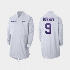 #9 Joe Burrow Fighting Tigers White Mens Jacket Full-Zip Sideline 2019 College Football Playoff Bound 509045-451