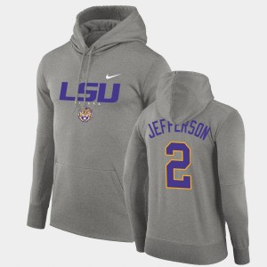 #2 Justin Jefferson LSU Gray Mens Hoodie Pullover Facility Performance 553335-196