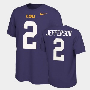 #2 Justin Jefferson Tigers Purple Men's T-Shirt Name & Number Retro Name and Number 883236-850