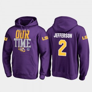 #2 Justin Jefferson Tiger Nation Purple Mens Hoodie Counter 2019 Fiesta Bowl Bound 147512-222